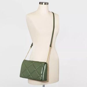 Olive Quilted Chain Shoulder Bag Purse NWT
